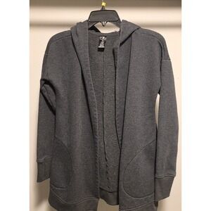 Active Life Women's Small Open-Front Fleece Hooded Black Long Sleeve Cardigan